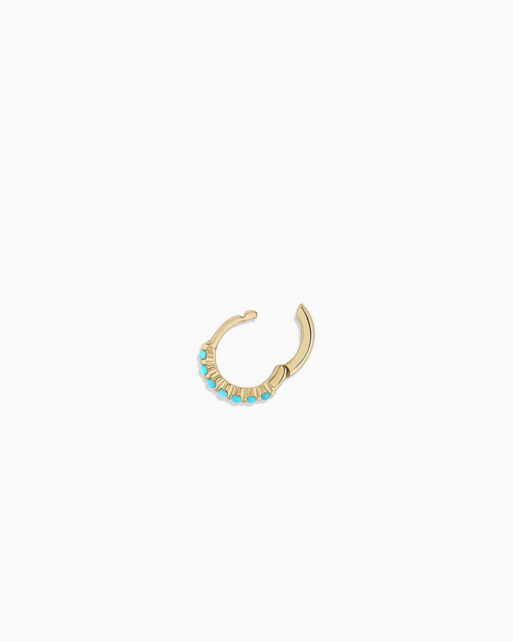 Turquoise Row Huggie || option::14K Solid Gold
