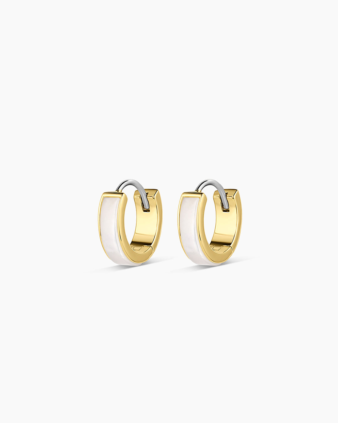 Rose Marble Huggies || option::18K Gold Plated, Mother of Pearl