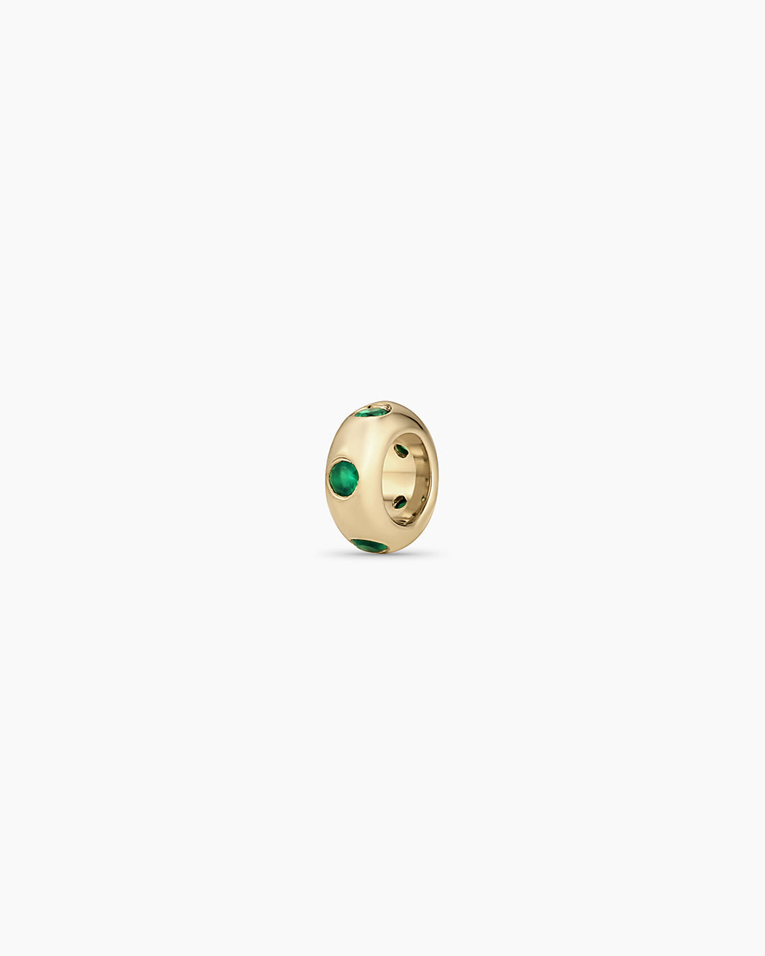 14K Gold Birthstone Halo Charm || option::14K Solid Gold, Green Agate - May