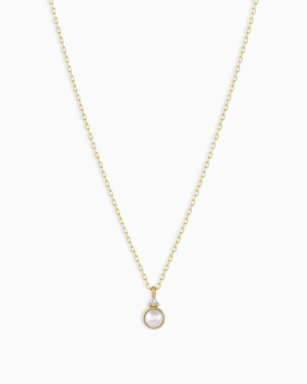 Pearl Birthstone Necklace June Birthstone Necklace  || option::14K Solid Gold, Pearl - June