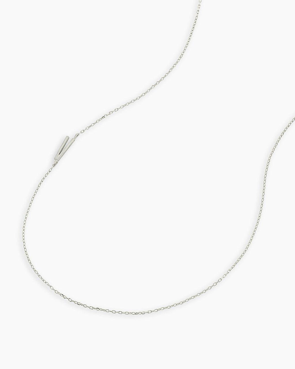 Alphabet Necklace || option::14K Solid White Gold, V