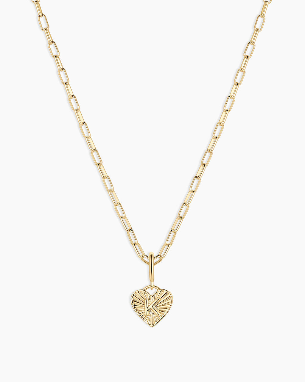 Vintage Heart Alphabet Charm Necklace -  K || option::18K Gold Plated, K