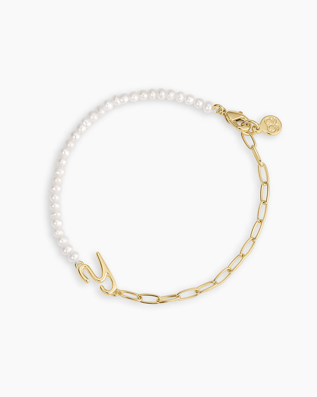 Lou Pearl Alphabet Bracelet || option::18K Gold Plated, Y