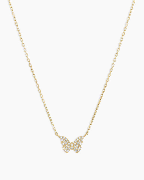 DiamondButterfly Necklace || option::14K Solid Gold