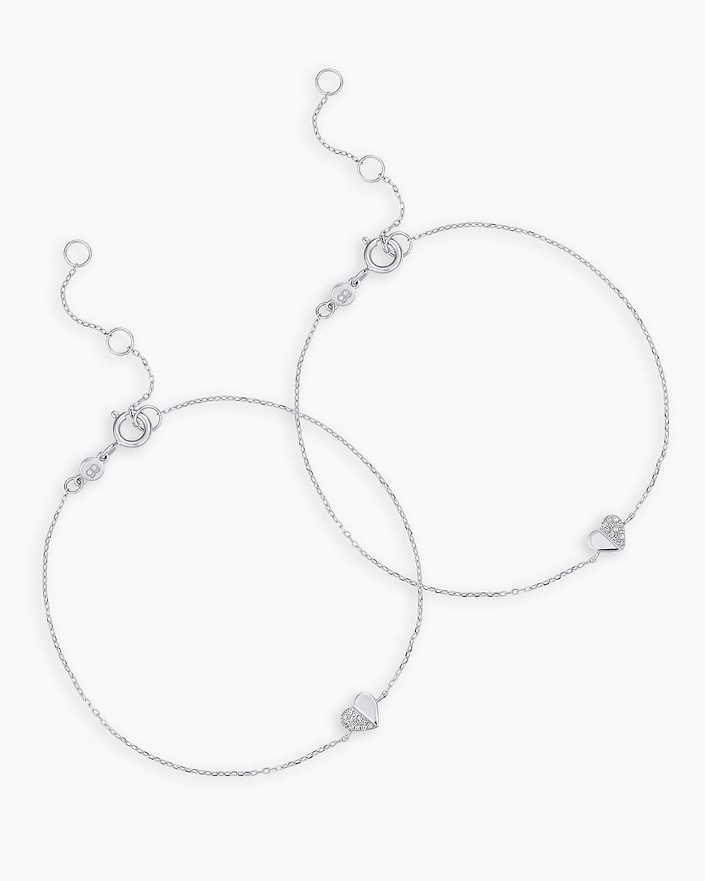 Diamond Bond Bracelet || option::14K Solid White Gold, Set