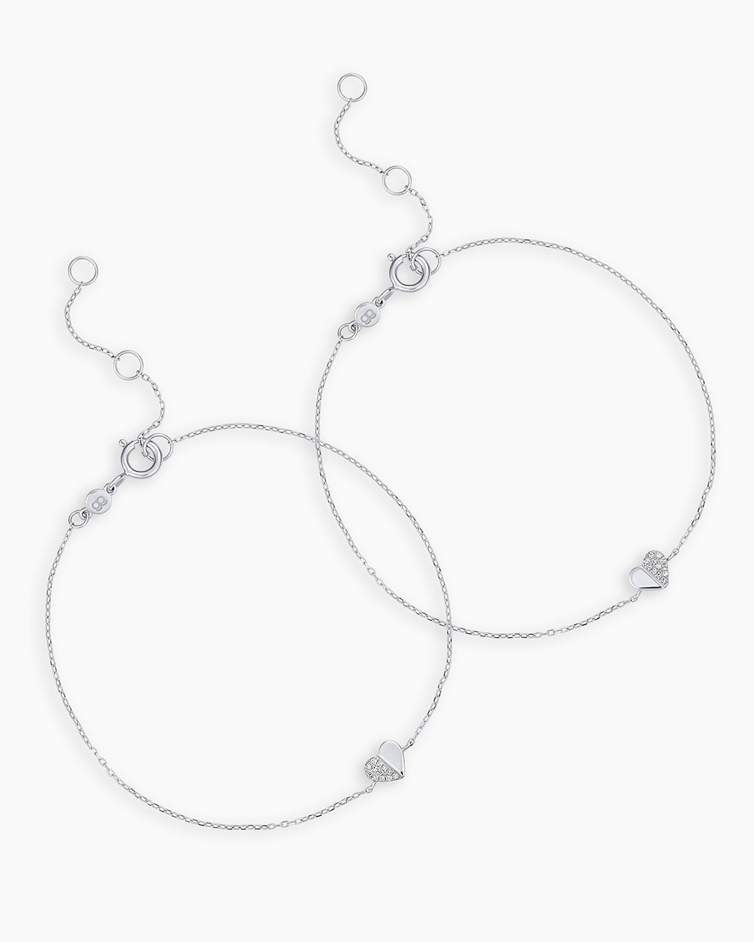 Diamond Bond Bracelet || option::14K Solid White Gold, Set