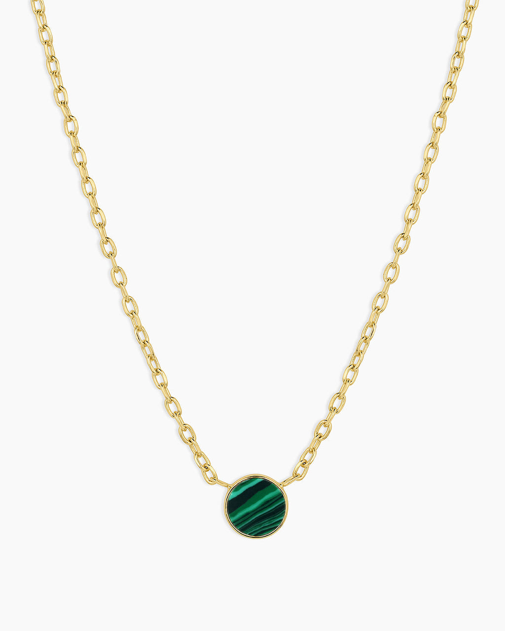 Rose Marble Coin Necklace || option::18K Gold Plated, Malachite Marble