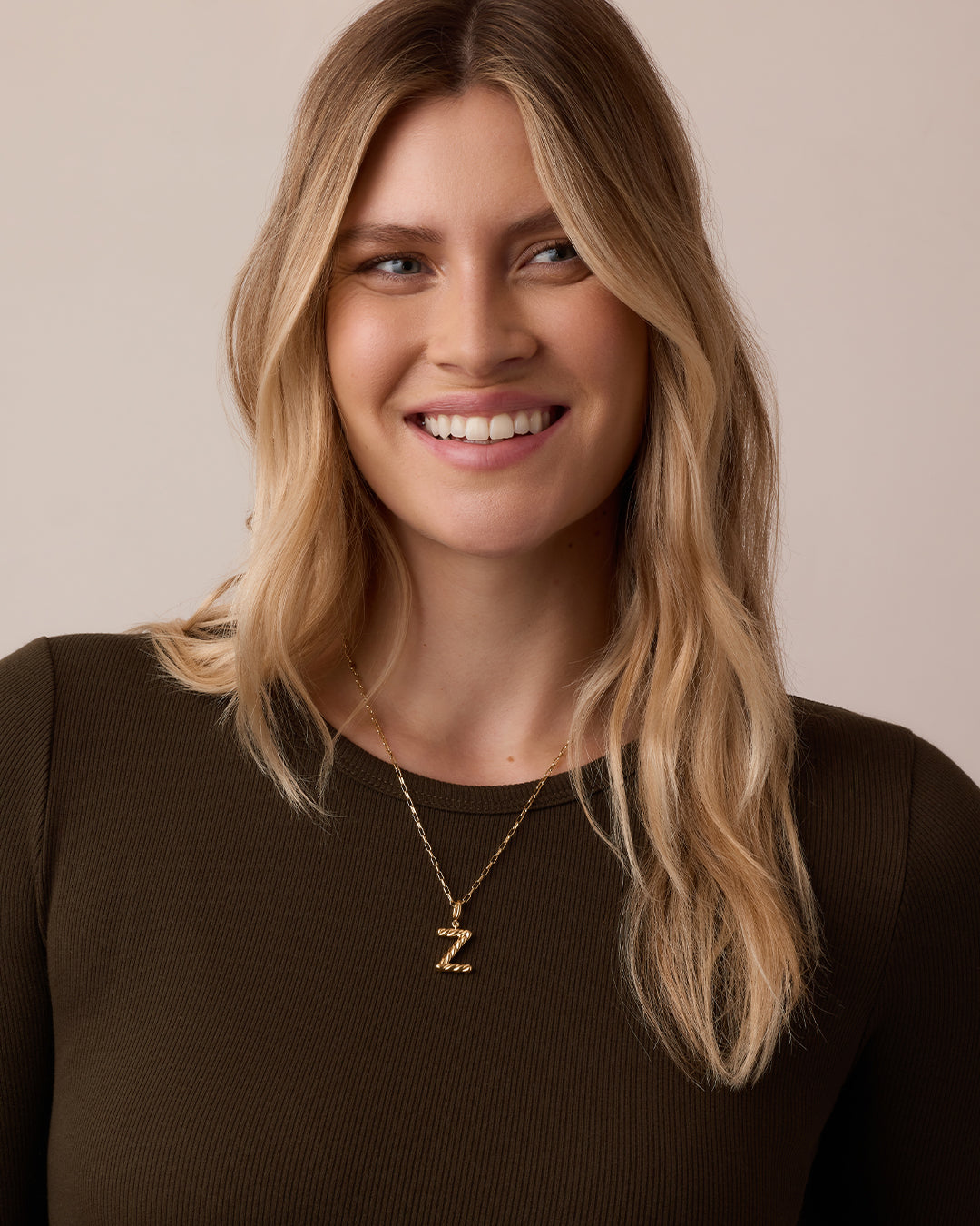 Crew Alphabet Statement Charm Necklace || option::18K Gold Plated, D