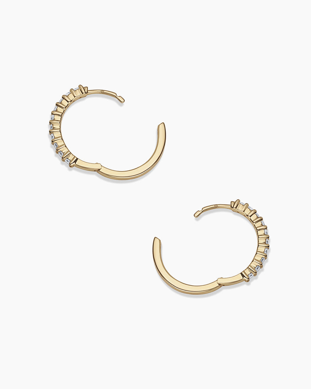 Diamond 15mm Hoops || option::14K Solid Gold