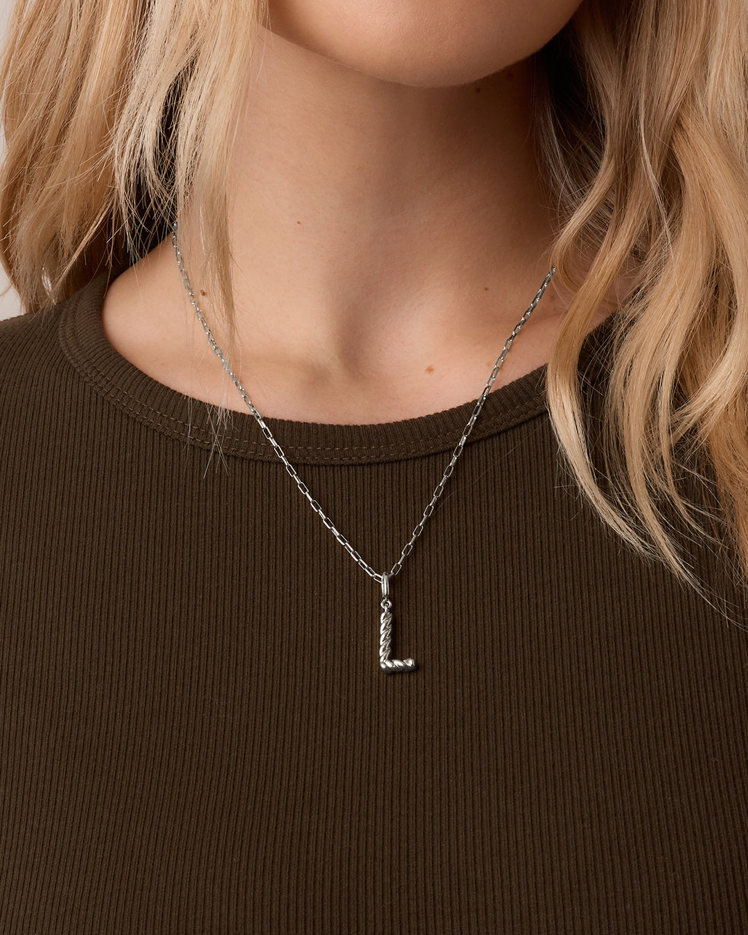 Crew Alphabet Statement Charm Necklace || option::Silver Plated, L