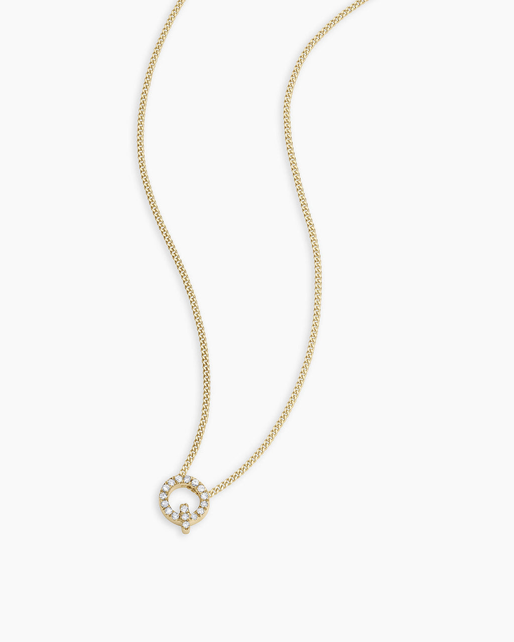 Diamond Alphabet Necklace || option::14K Solid Gold, Q