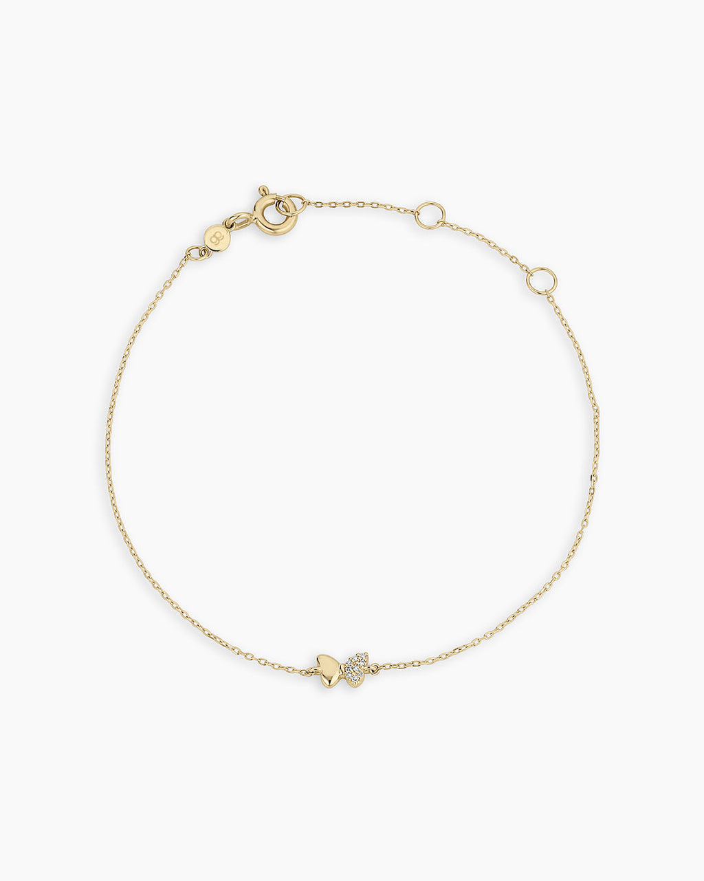 Diamond Bond Butterfly Bracelet || option::14K Solid Gold, Single - Diamonds Right