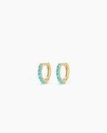 Turquoise Row Huggies || option::14K Solid Gold