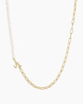 Lou Pearl Alphabet Necklace || option::18K Gold Plated, A