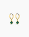 Rose Marble Coin Huggies || option::18K Gold Plated, Malachite Marble