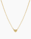 Birthstone Heart Necklace || option::18K Gold Plated, Peridot - August