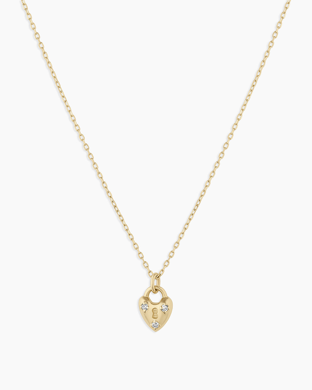 Diamond Bond Lock Necklace || option::14K Solid Gold