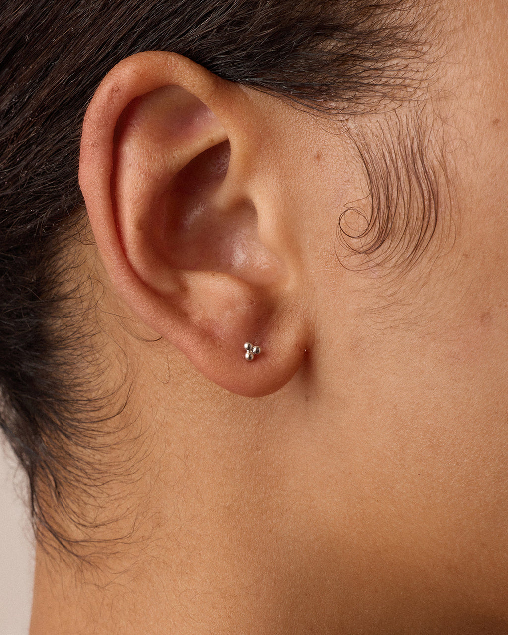 14K Gold Trio Flat Back Single Stud || option::14K Solid White Gold