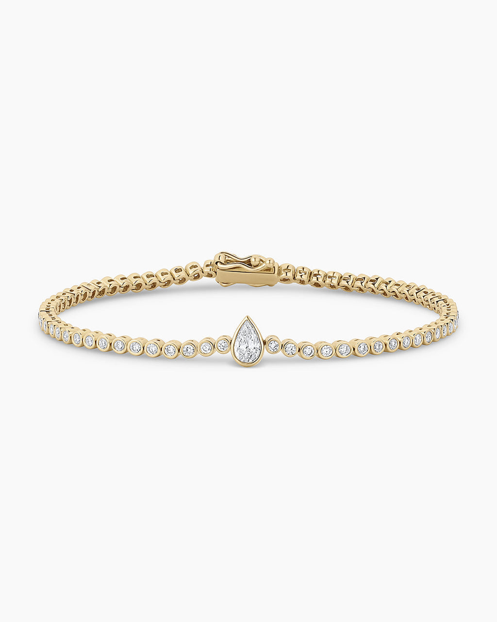 Lab Grown Diamond Pear Charm Tennis Bracelet || option::14K Solid Gold, 7 in.