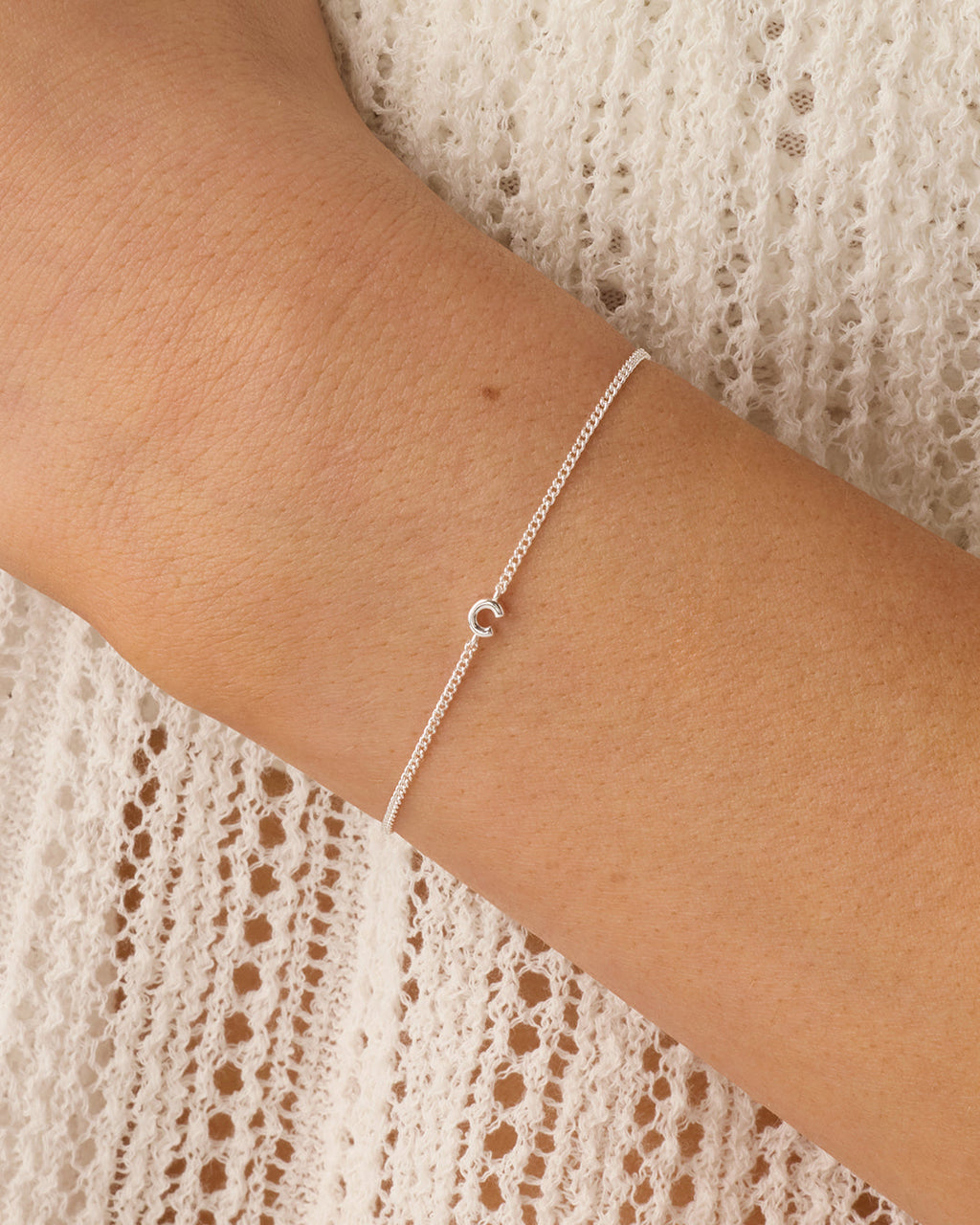 Wilder Mini Alphabet Bracelet || option:: Silver Plated, C