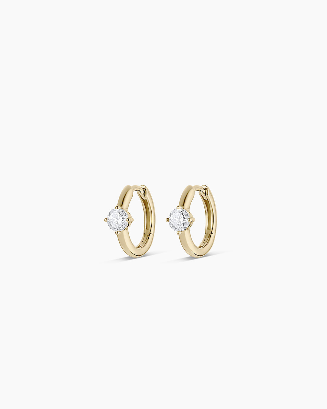Lab Grown Diamond Solitaire Huggies || option::14K Solid Gold