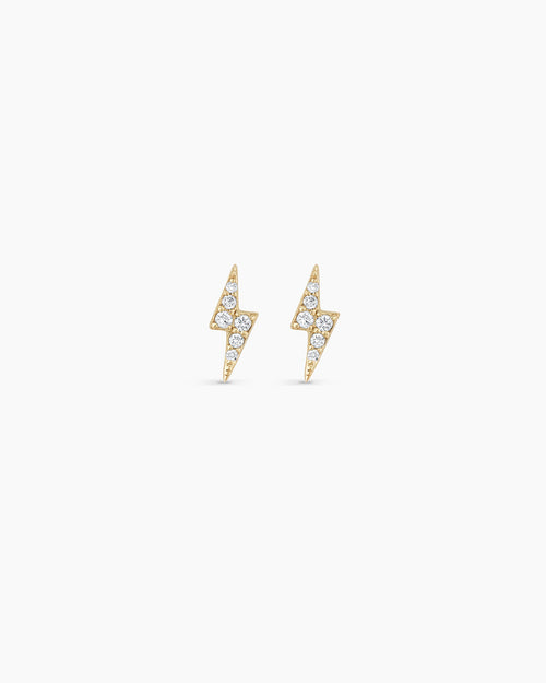 Diamond Lightning bolt earrings || option::14K Solid Gold
