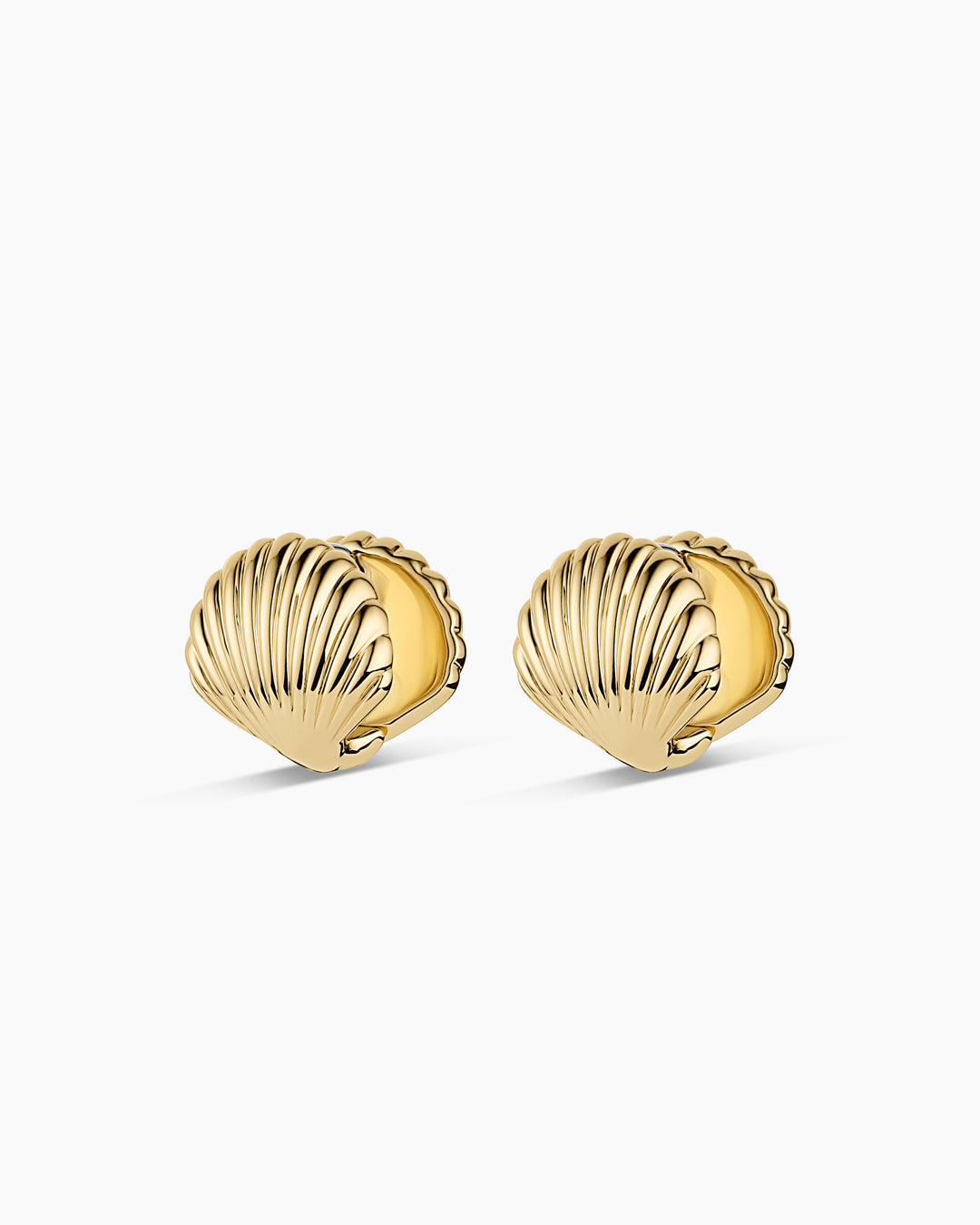 Scallop Wrap Huggies || option::18K Gold Plated