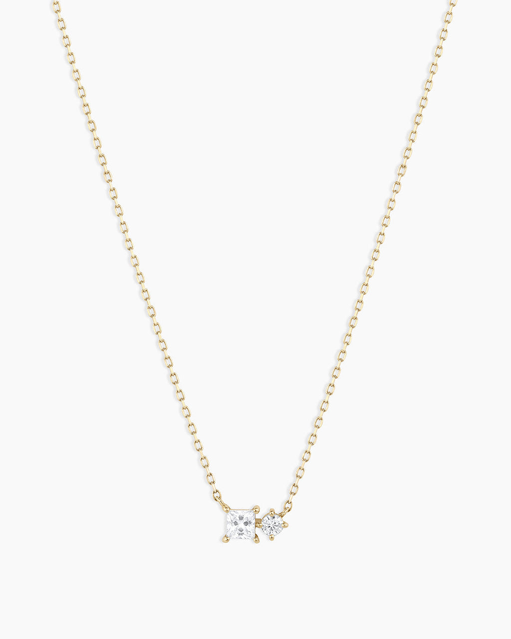 Diamond and White Sapphire Necklace || option::14K Solid Gold