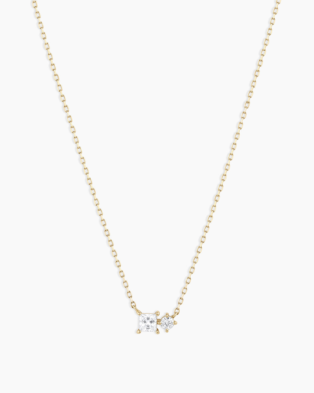 Diamond and White Sapphire Necklace || option::14K Solid Gold