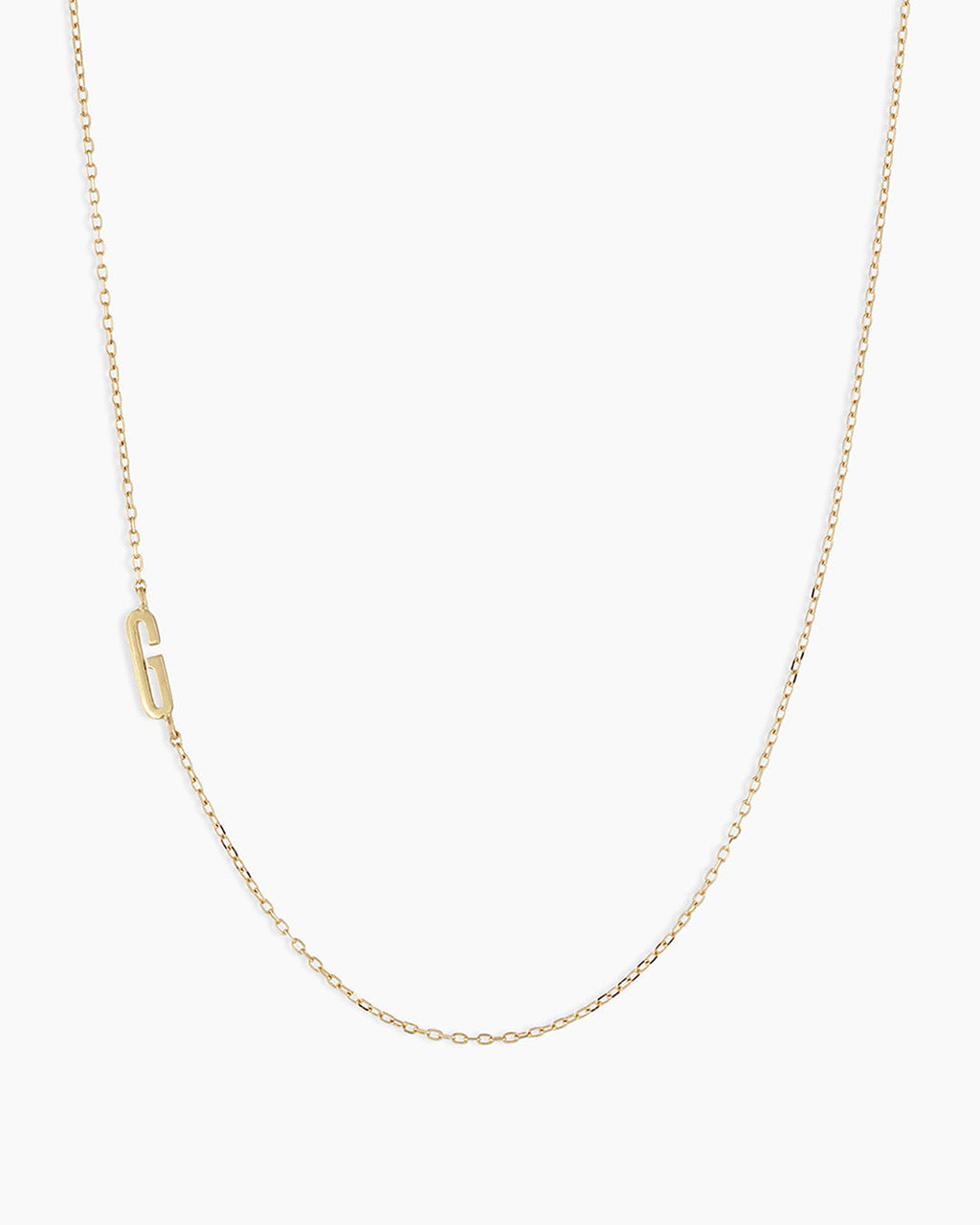 Woman wearing Alphabet Necklace || option::14K Solid Gold, G