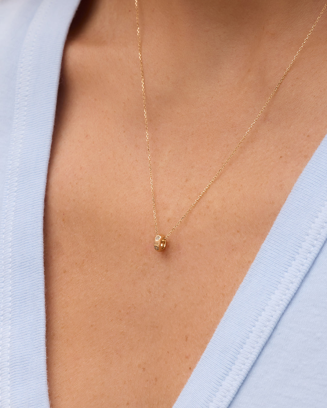 14K Gold Birthstone Halo Charm || option::14K Solid Gold, Aquamarine - March