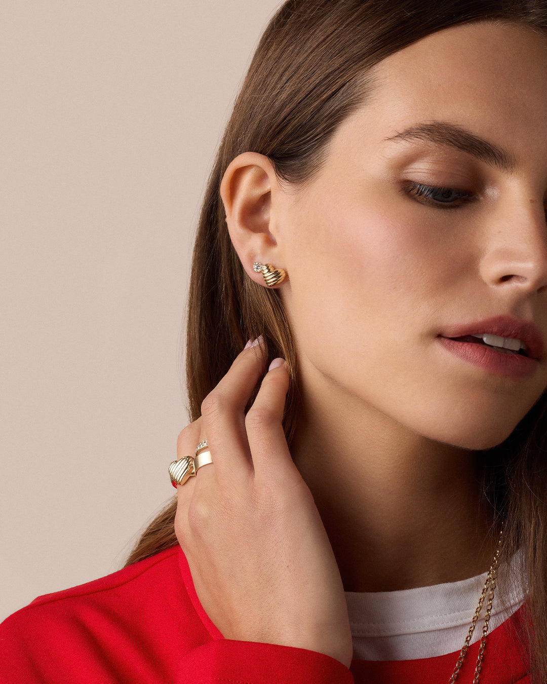 Campbell Heart Studs || option::18K Gold Plated