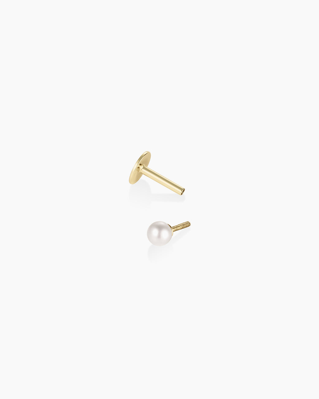 Pearl Flat Back Single Stud || option::14K Solid Gold