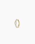 Lab Grown Diamond Pear Charm Huggies || option::14K Solid Gold