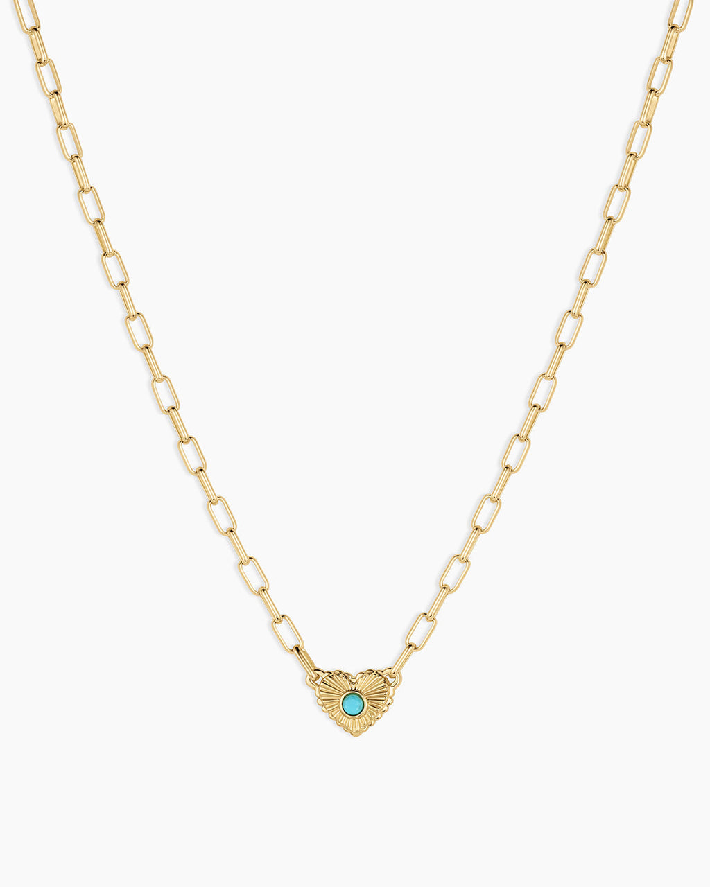 Birthstone Heart Necklace || option::18K Gold Plated, Turquoise - December