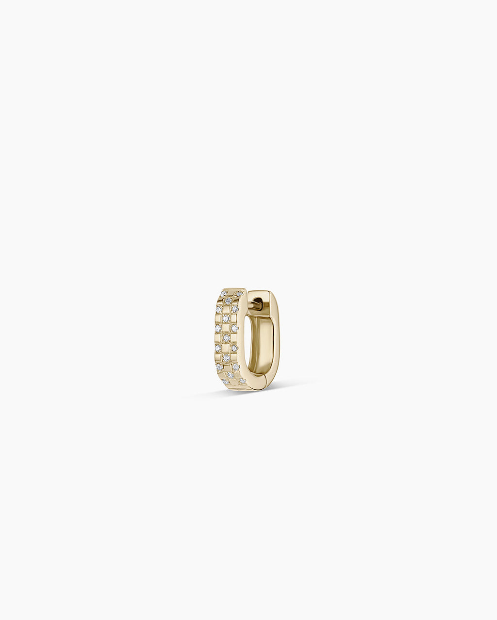 Diamond Checkered Mini Single Huggie || option::14K Solid Gold